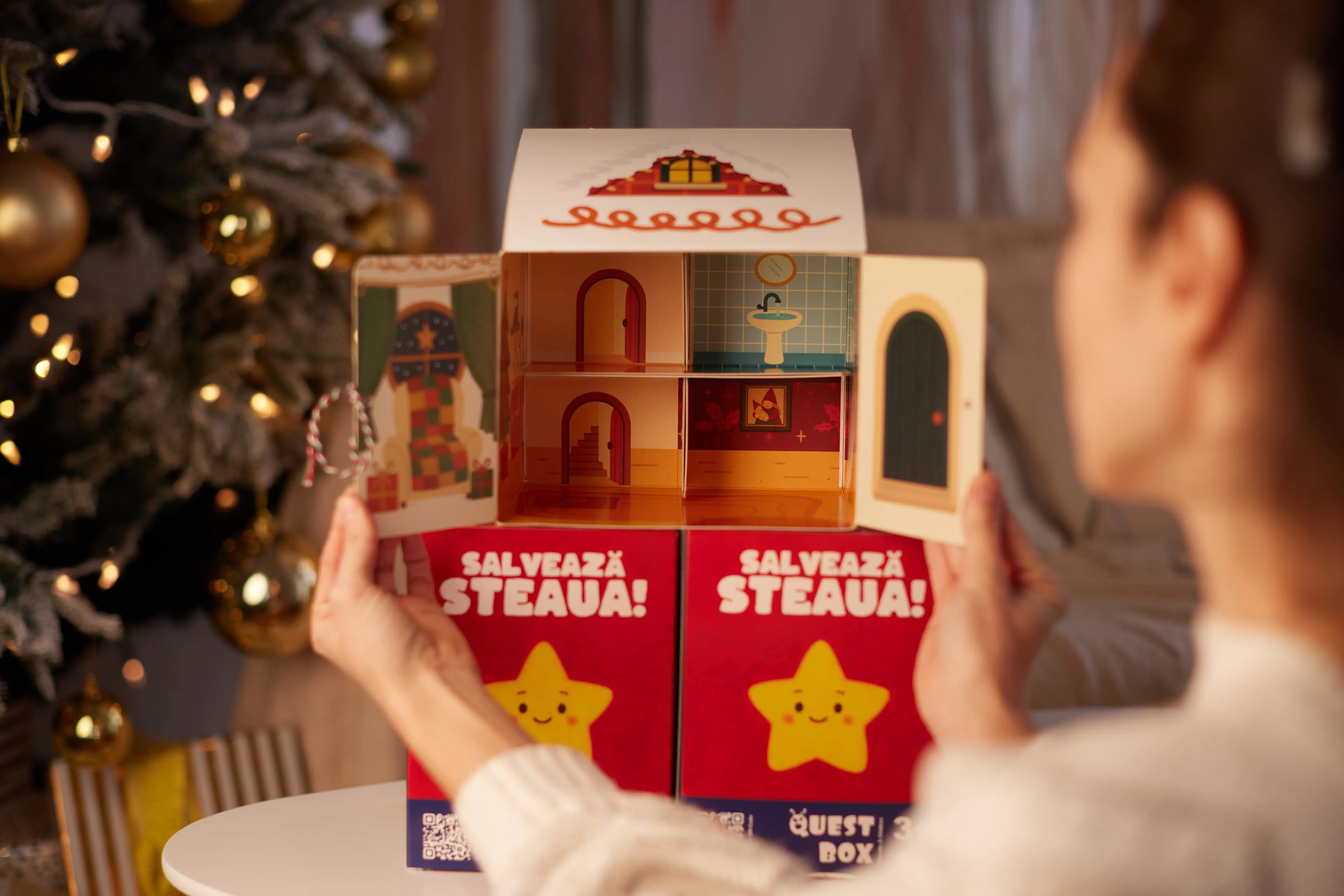 Child playing with KidKit quest box at home